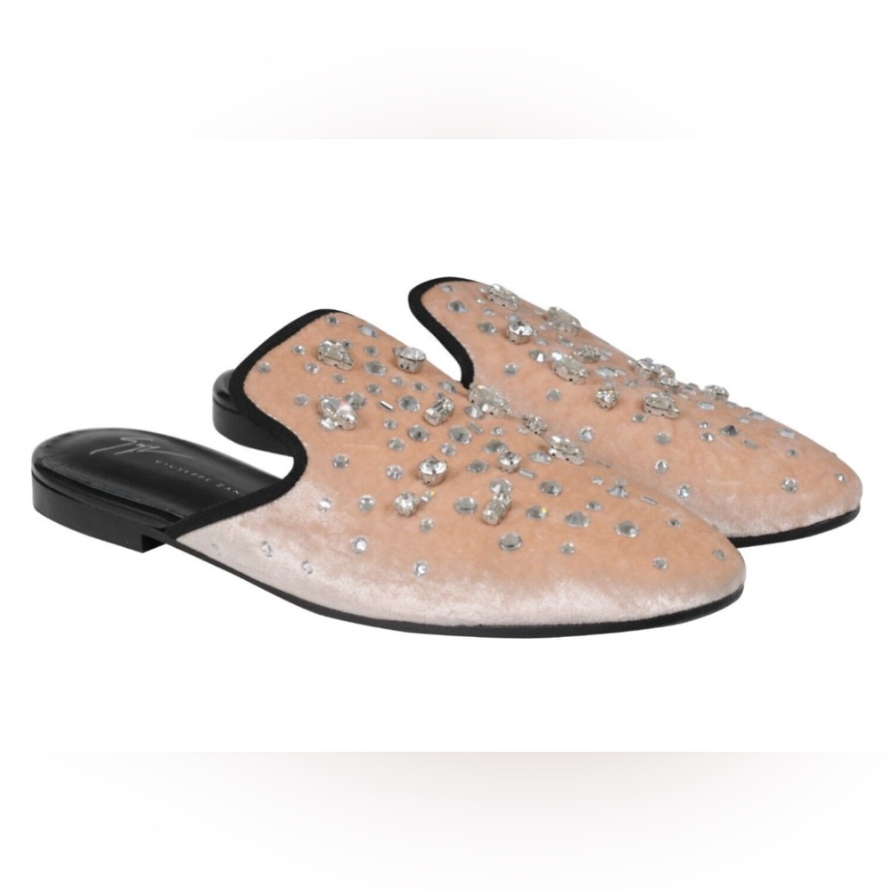 Giuseppe Zanotti Womens Letizia Mules Tan Nude Crystal Embellished Slip